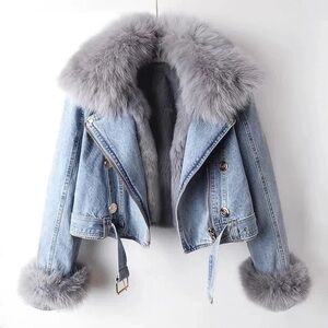 FUR COLLAR DENIM JACKET